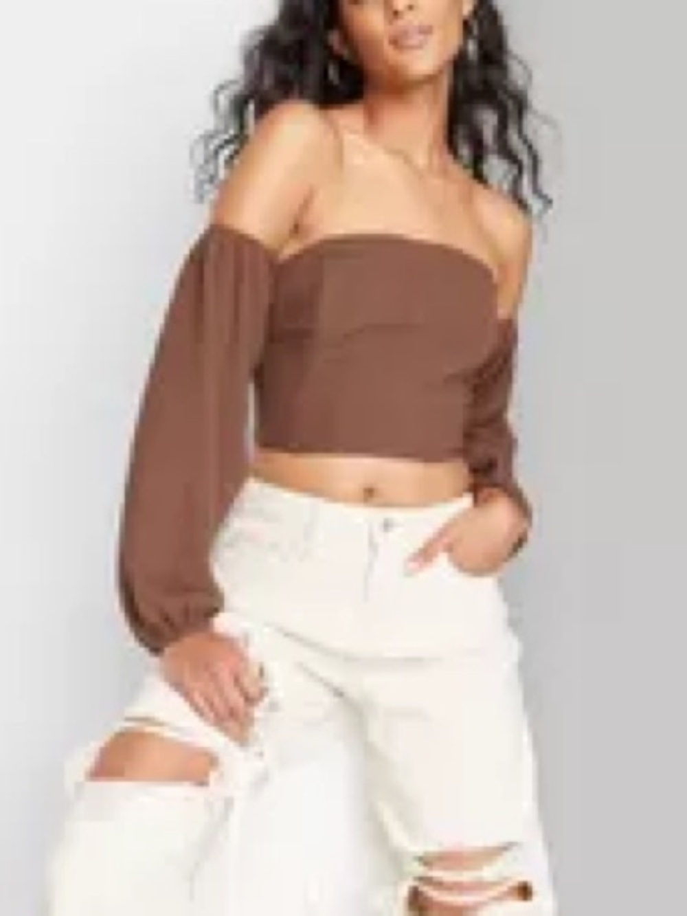 Wild Fable Balloon Sleeve Corset Crop Top